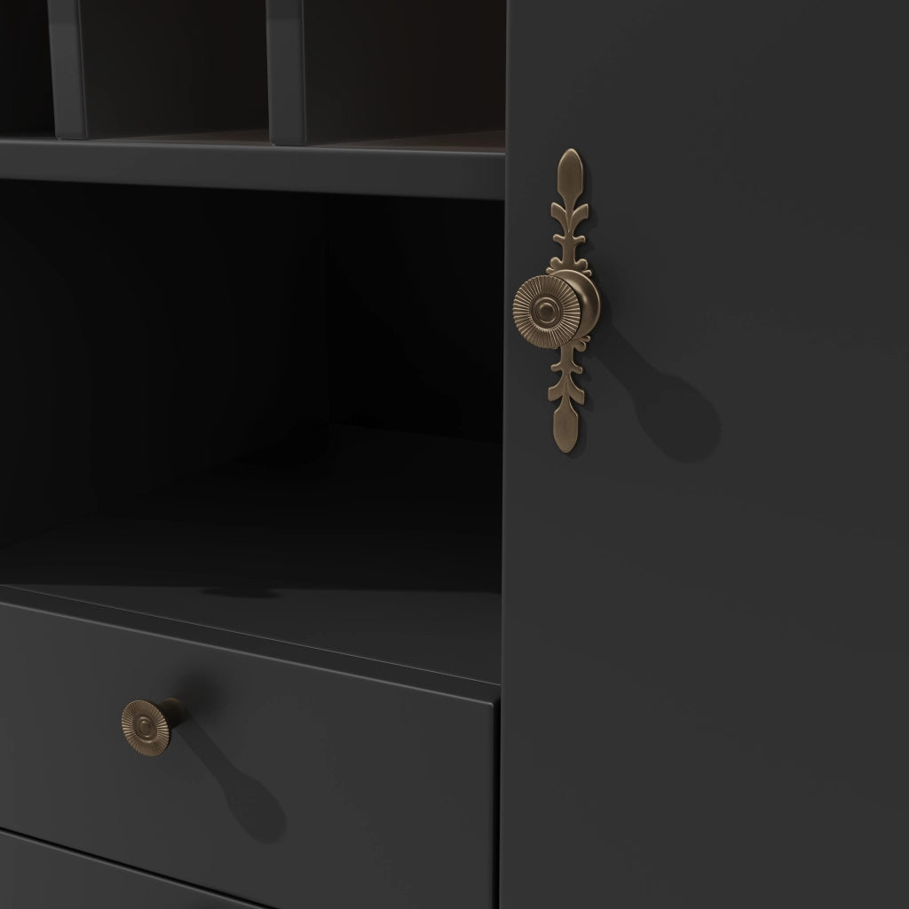 TAVOLO BAR ESTENSIBILE 120-180 CM MDF NERO CON RIPIANI E PORTABOTTIGLIE