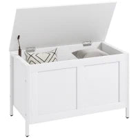 Baule Contenitore da 95 L con Coperchio e Cerniera di Sicurezza 80x40x50 cm Bianco Venato