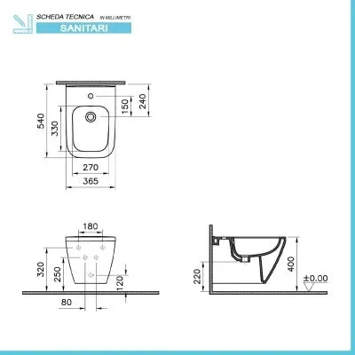 Sanitari sospesi Rimless scarico universale e copriwater  Square