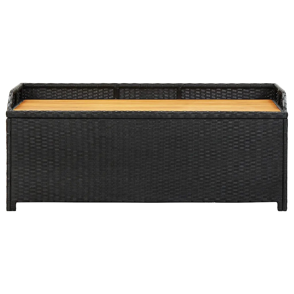 Panca da Giardino con Vano Portaoggetti-Sgabello-Panca da esterno con Contenitore 120 cm Polyrattan Nera