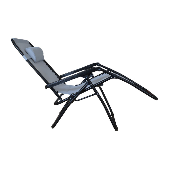 SEDIA SDRAIO GREEK STRUTTURA NERA TELO GRIGIO RECLINABILE