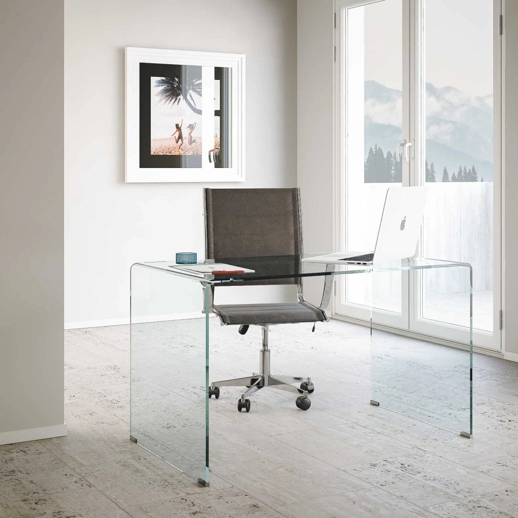 Scrivania in Vetro H74x70x120cm Glassy Trasparente