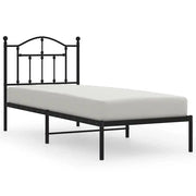 Letto singolo | Letto per adulti | Giroletto con Testiera in Metallo Nero 90x190 cm