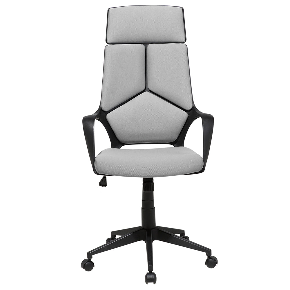 Sedia da Ufficio Scrivania Girevole in Tessuto Grigio e Nero Computer Sedile Regolabile Schienale Reclinabile