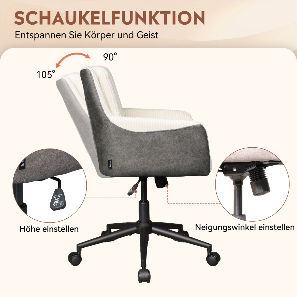 Sedia da ufficio ergonomica reclinabile ¨C zephmum ¨C beige 105¡ã 360¡ã 180kg