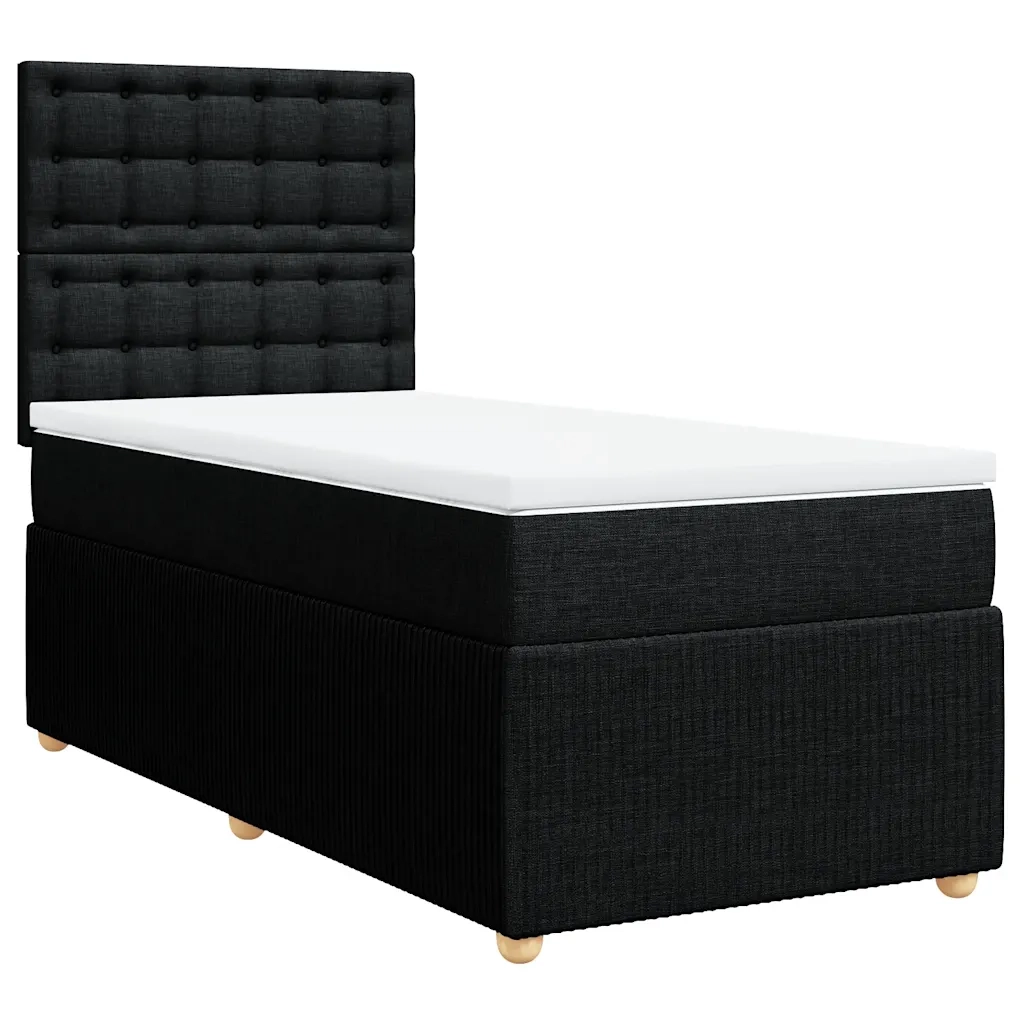 vidaXL Giroletto a Molle con Materasso Nero 90x190 cm in Tessuto
