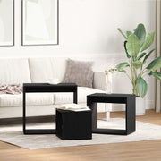 Tavolini Nesting 3 pz in Legno di Quercia Nera