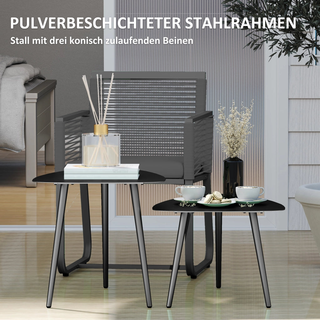 Tavolino da caff¨¨ ¨C zephmum ¨C 2 Pezzi Set Nero Metallo Design Moderno