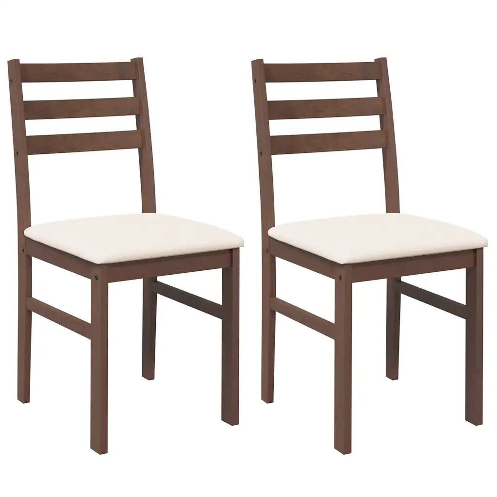 Sedie da Pranzo con Cuscini 2pz Marrone Legno Massello di Hevea 4102417