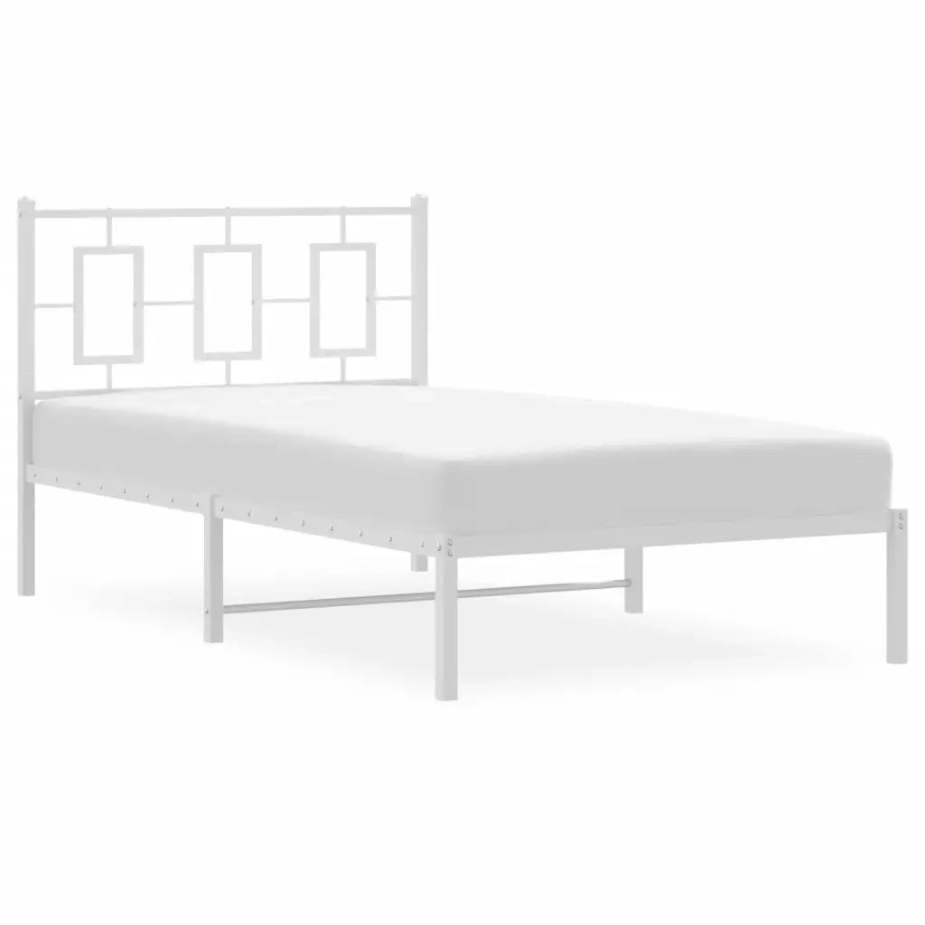 Giroletto con Testiera Metallo Bianco 100x190 cm 374284