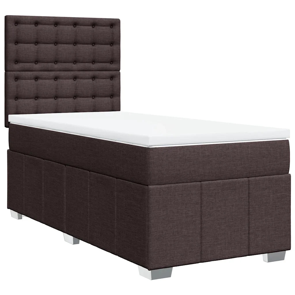 Giroletto a Molle con Materasso Marrone Scuro 90x200 cm Tessuto 3293868