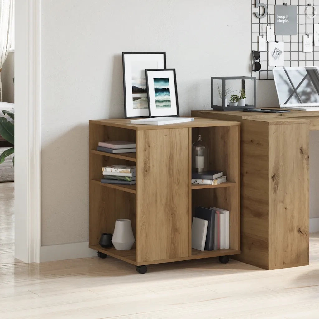 Armadietto con Ruote Rovere Artigianale 60x53x72 cm Truciolato