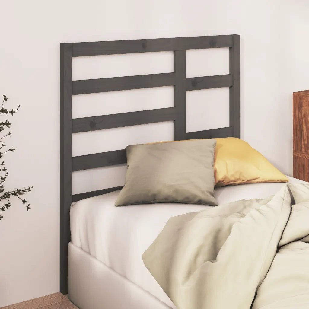Testiera | Testata per Letto Grigia 96x4x104 cm in Legno Massello di Pino