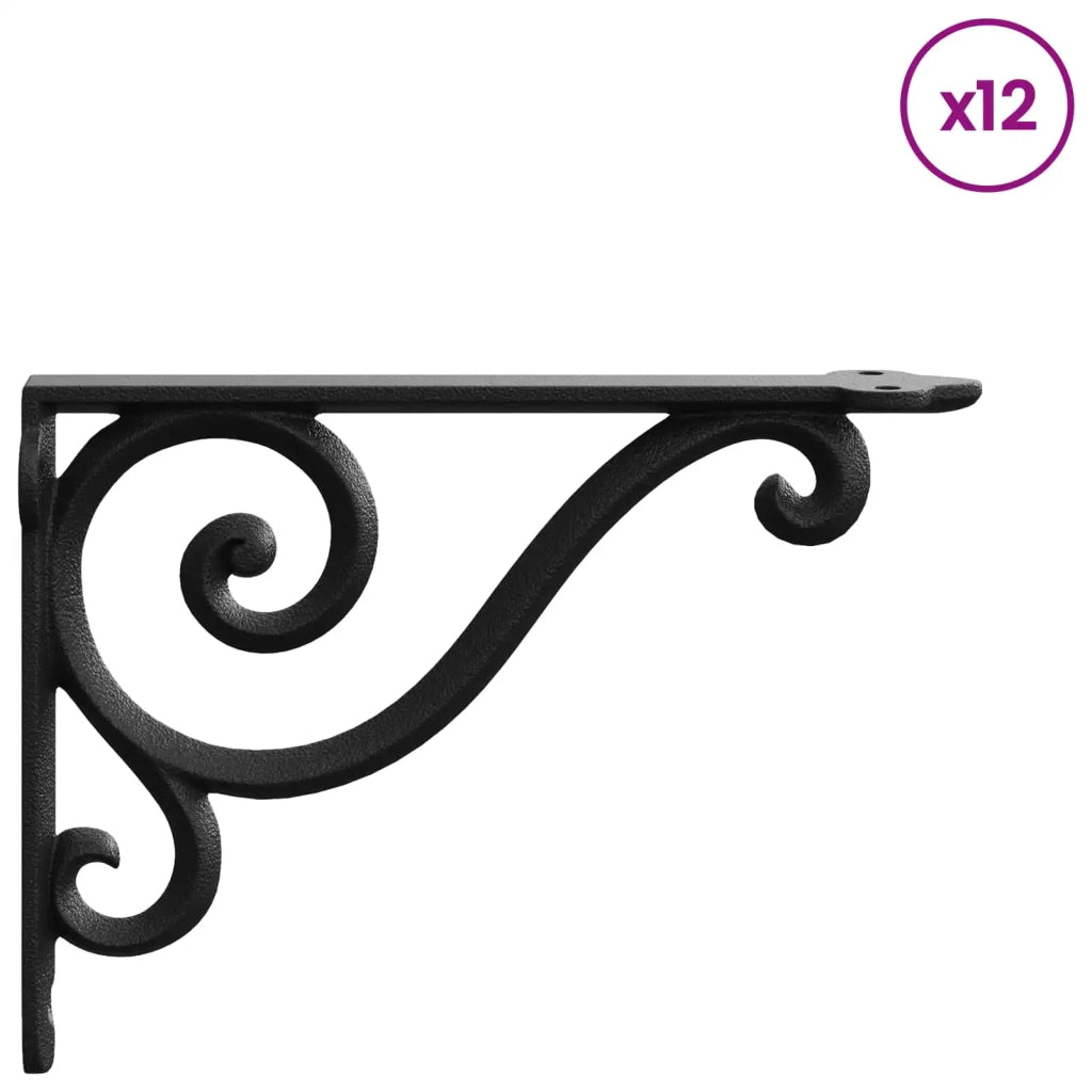 Supporti per mensole da parete 12 pz Nero 12.5 x 17 x 3 cm 42038872