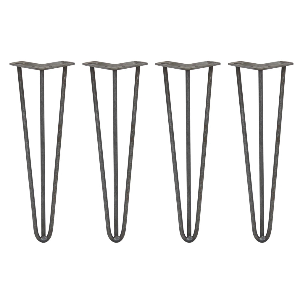 4 Gambe per Tavolo a Forcina SkiSki Legs 71cm Acciaio Naturale 3 Rebbi 10mm