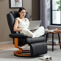 Poltrona relax reclinabile e girevole, rivestita in similpelle, capacità fino a 150 kg, Grigio scuro