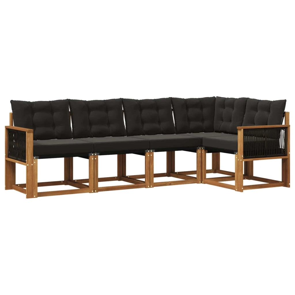 Set di divani da esterno 5 pz Naturale e Nero 3381952