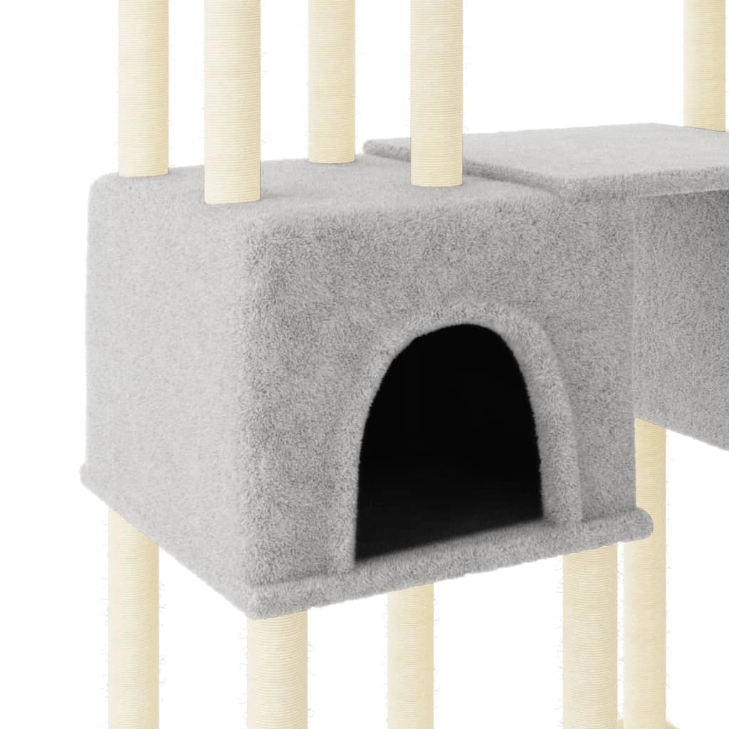Tiragraffi per gatti torre per arrampicata giocattolo piattaforma per arrampicata con tiragraffi in sisal leggero 199 cm grigio 02_0022601