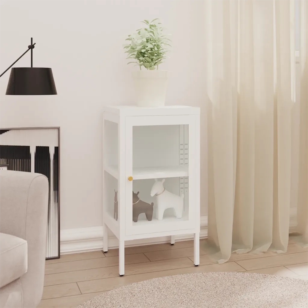 Credenza | Madia | Buffet da pranzo | Armadio da pranzo 38x35x70 cm Metallo e Vetro