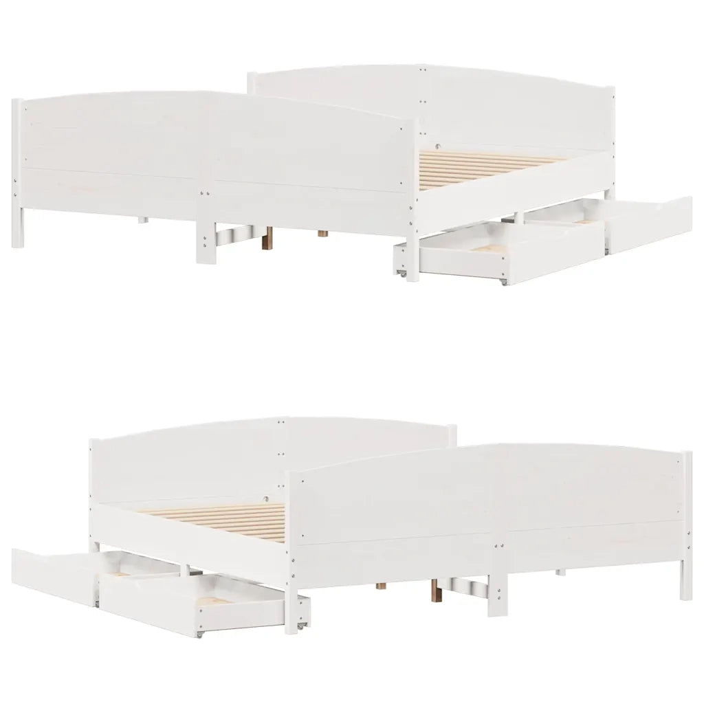 Letto senza Materasso Bianco 180x200 cm Legno Massello di Pino