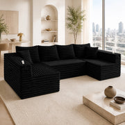SOFA U-Forma 320x155x88 cm in Corduroy Nero