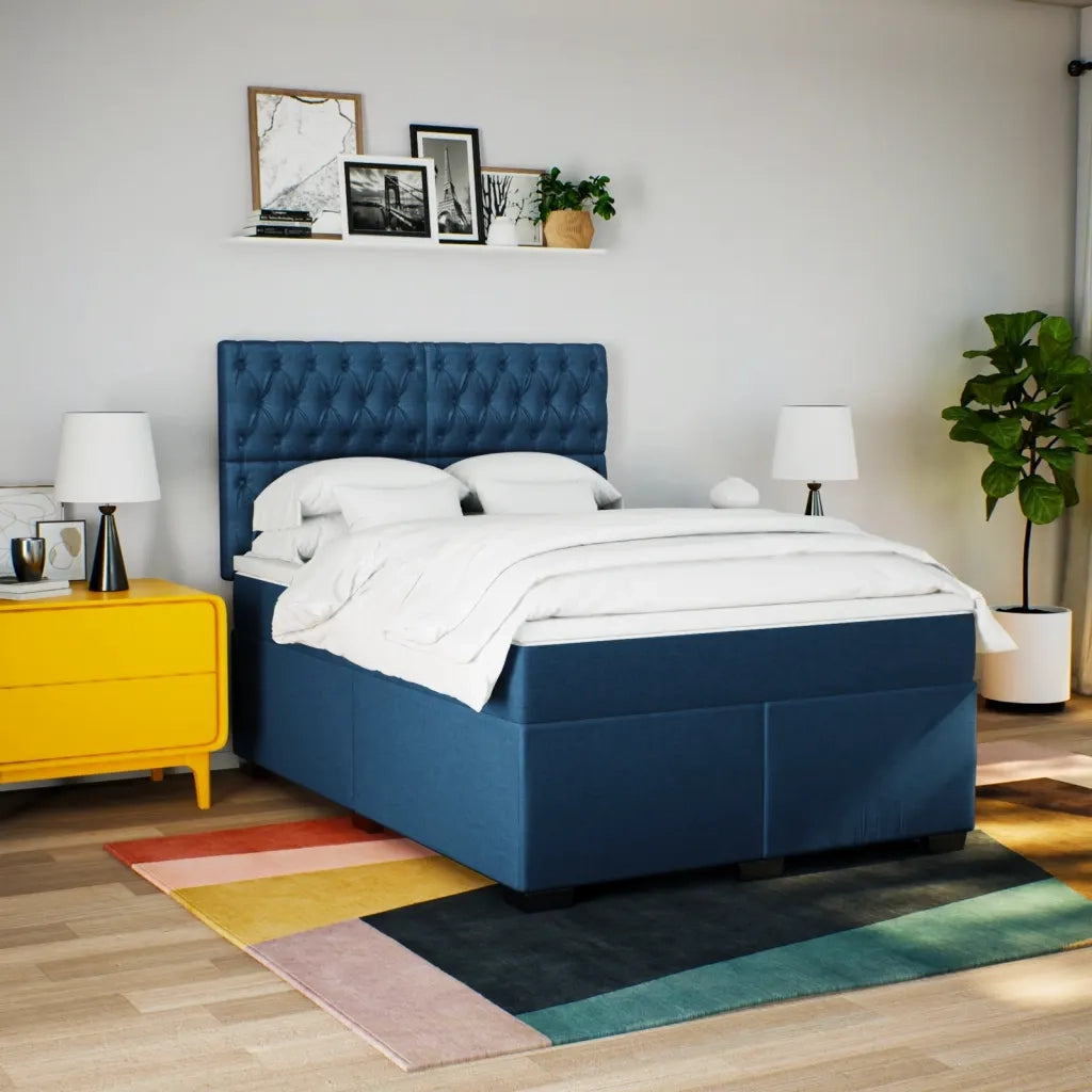 Giroletto a Molle con Materasso Blu 160x200 cm in Tessuto 3290552