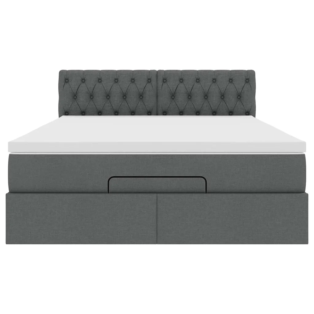 Pouf Letto con Materasso Grigio Scuro 140x190 cm in Tessuto 3311540