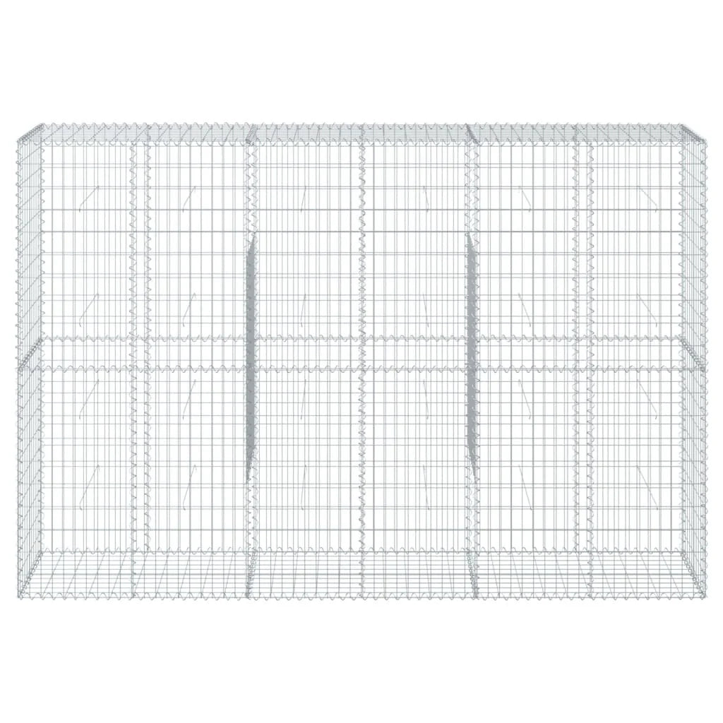 Gabbione recinto a gabbia muro di contenimento con coperchio 300 x 50 x 200 cm ferro zincato argento 02_0040155