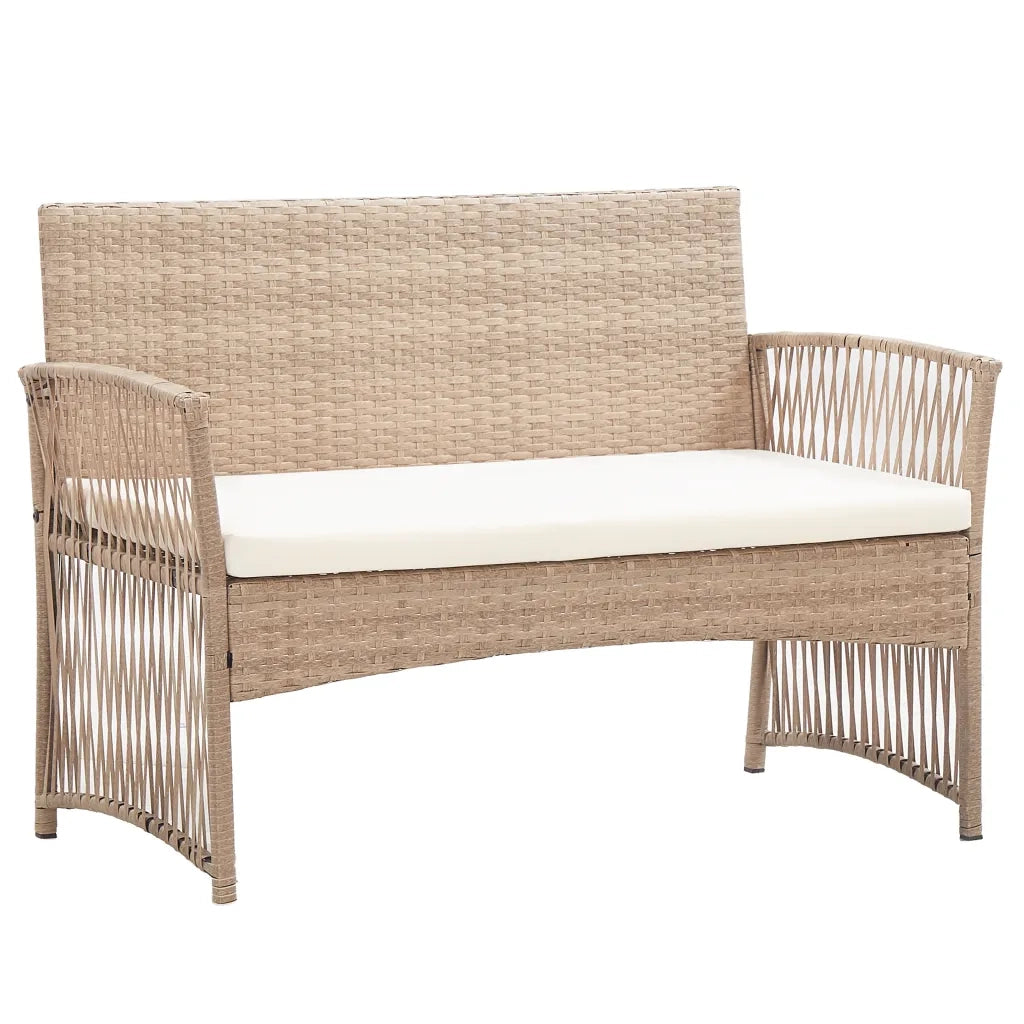 Set Divani da Giardino 4 pz | Set Salotto da Giardino con Cuscino in Polyrattan Beige