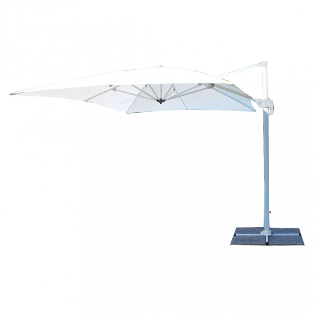 Ombrellone da Giardino Saturno Decentrato 3x4 m in Alluminio Blu Telo Bianco