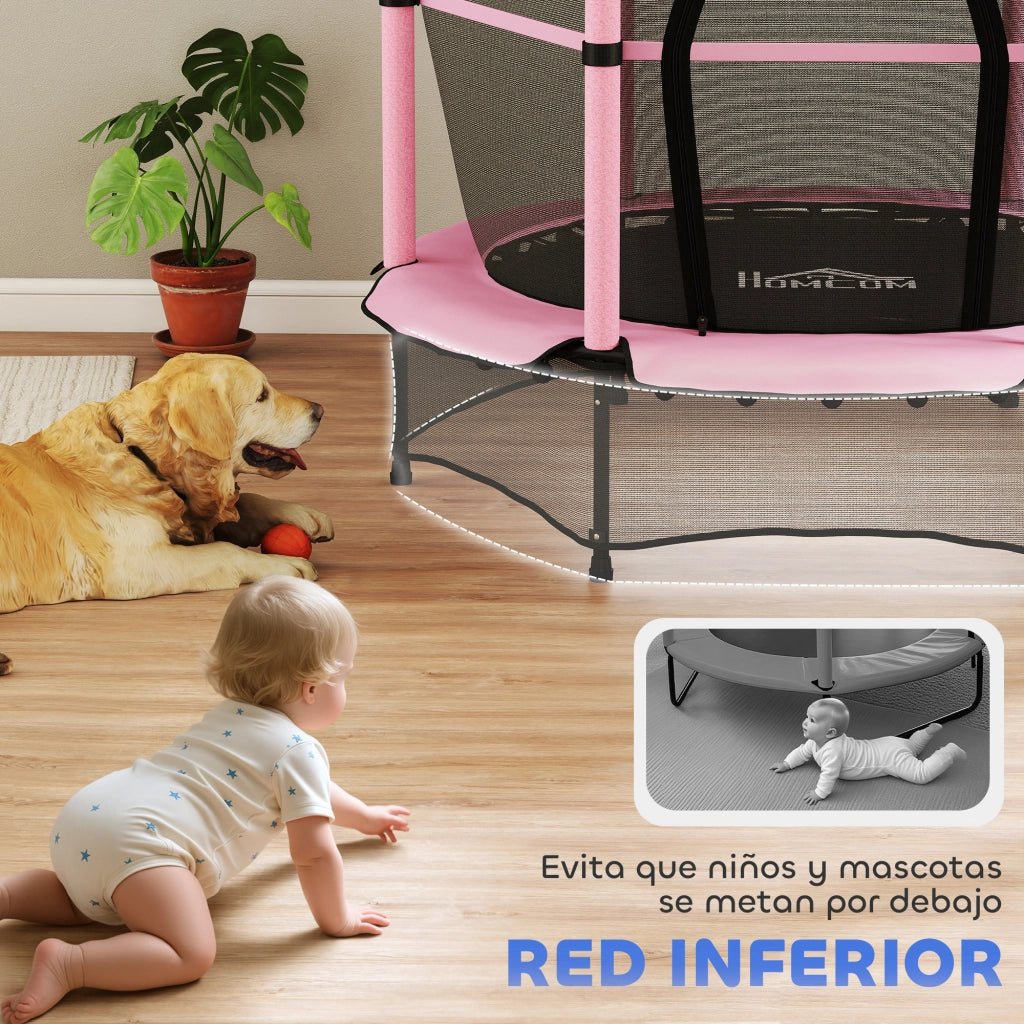 Trampolino per Bambini ?140 cm ¨C Xylo ¨C con Rete di Sicurezza, Struttura in Acciaio, Rosa e Nero