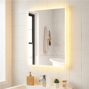 Specchio led bagno parete rettangolare anti-appannamento memoria 3 colori dimmerazione, Specchio vetro temperato infrangibile 70 x 50 cm