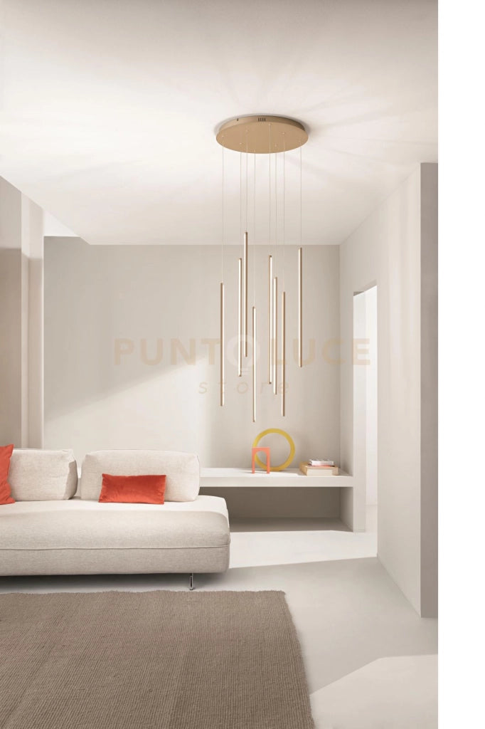 SOSPENSIONE GENIUS MULTIPLA 8 LUCI ORO TONDA D.48CM 3000K 3600LM 84W DIMMERABILE