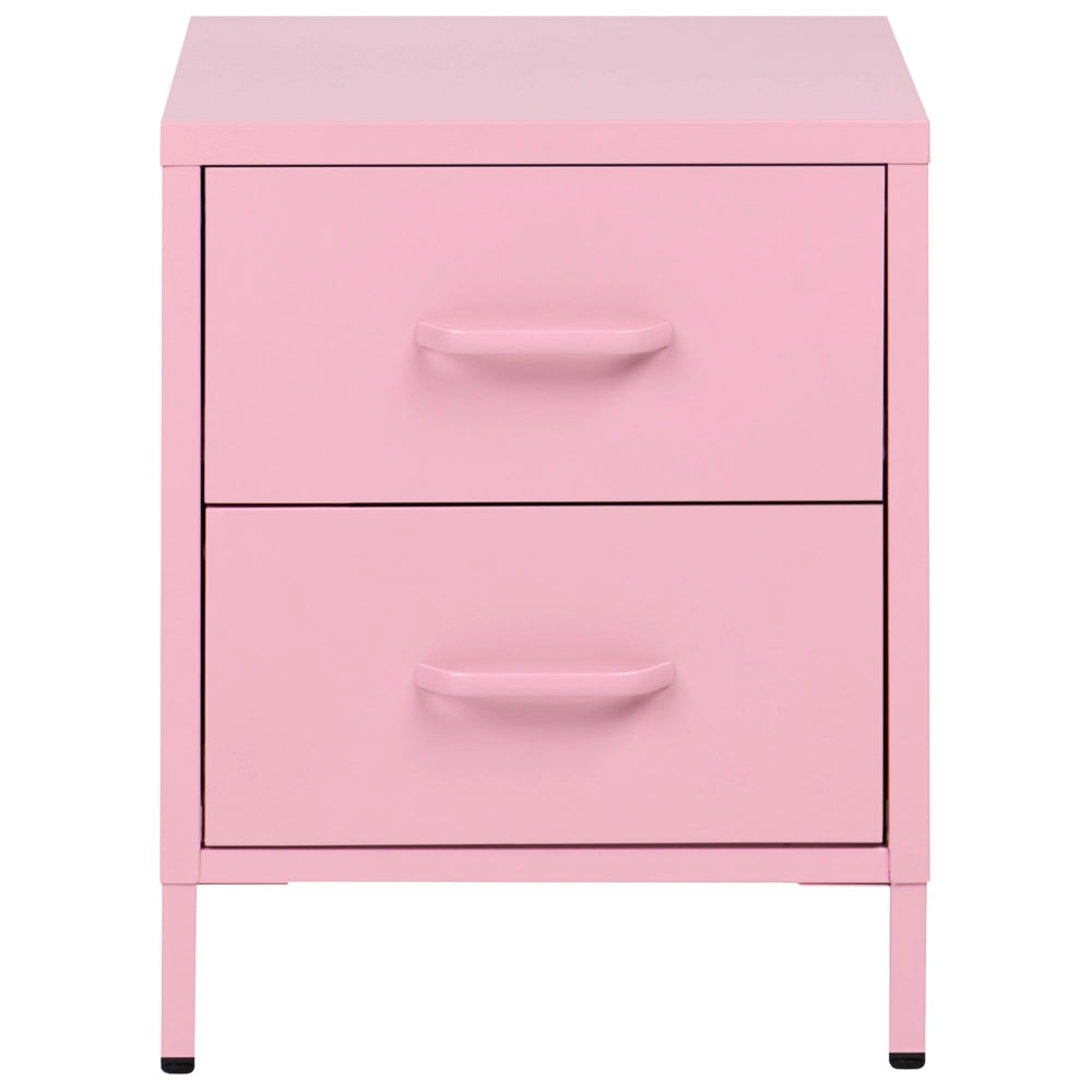 Comodino in Acciaio Rosa Design Industriale 2 Cassetti Camera da Letto Mobili Contenitori