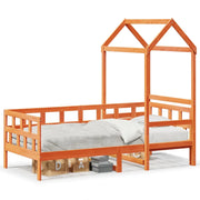 Letto singolo | Letto per adulti | Dormeuse con Tetto Marrone Cera 90x200 cm Legno Massello Pino