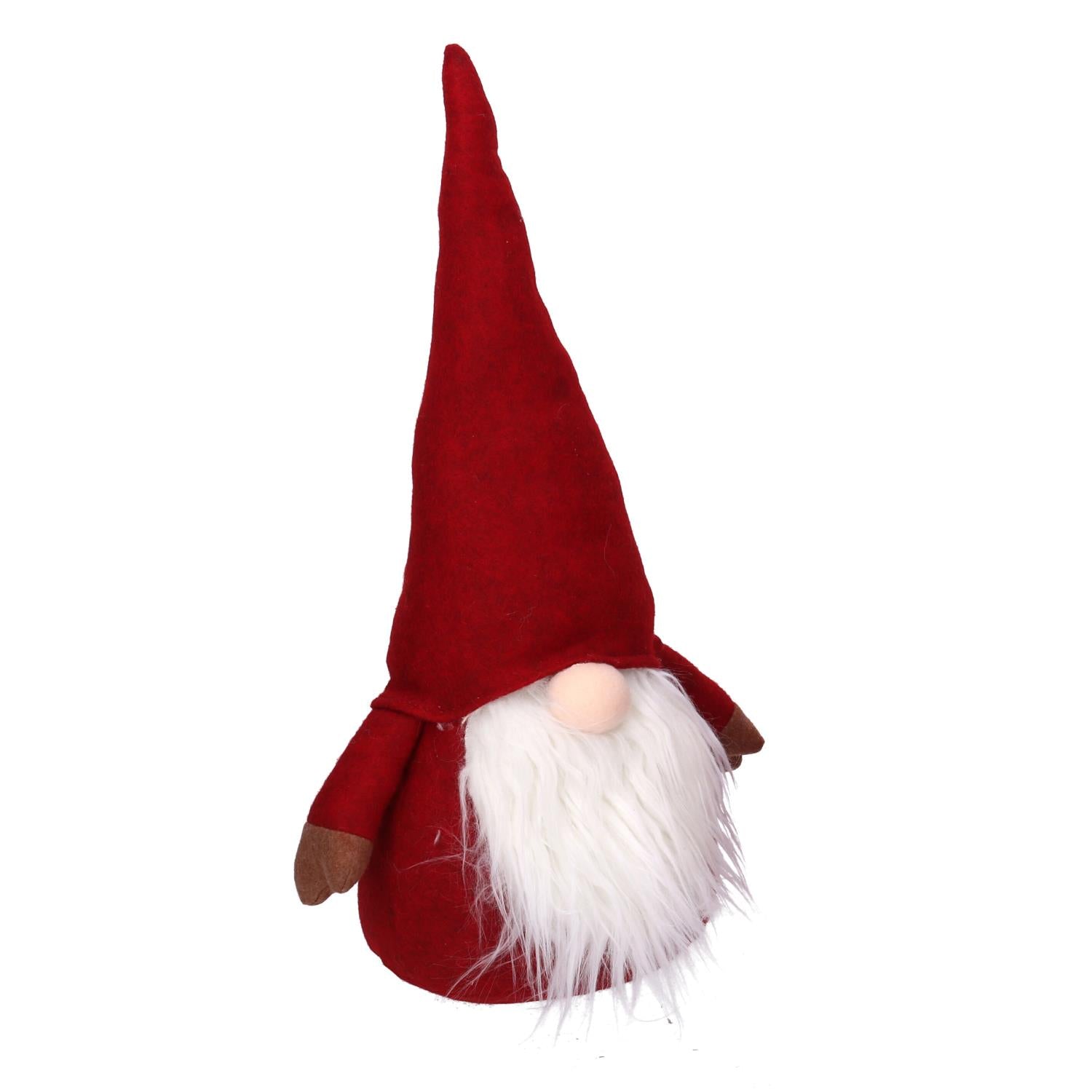 Gnomo tessuto marrone rosso cm 19x17xh45