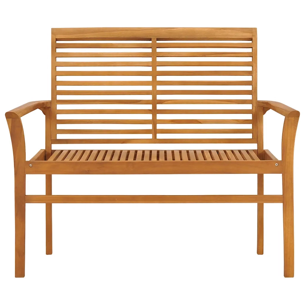 Panca da Giardino con Cuscino Beige 112 cm in Legno di Teak
