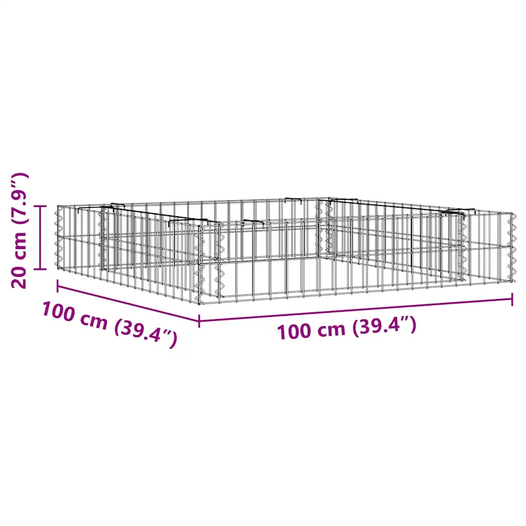 Gabbione Letto Rialzato in Acciaio Zincato 100x100x20 cm 151311