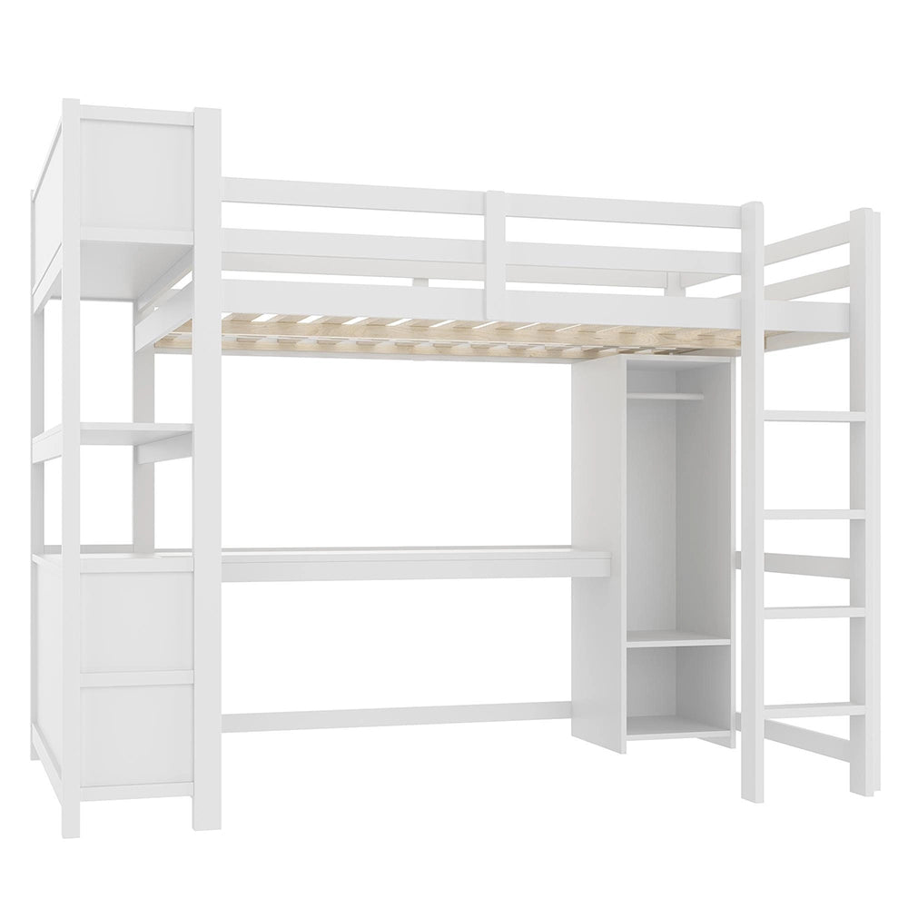 Letto a soppalco - Xylo - 140x200 cm bianco multifunzione