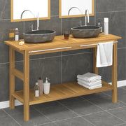 Mobile VanitÃ  Bagno con Lavandini Pietra Fiume Massello di Teak cod mxl 68536