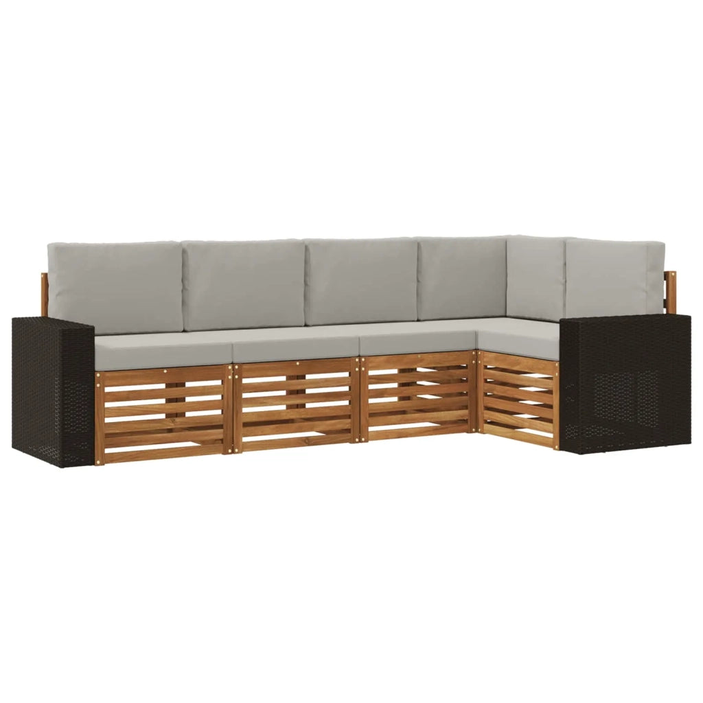 Set di divani da esterno 5 pz Naturale e Grigio Chiaro 3384362