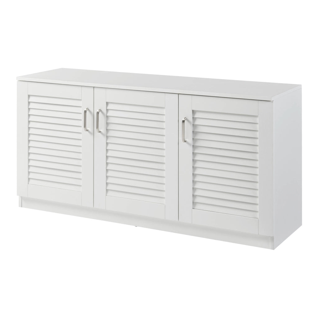 Armadio Scarpiera Løten con Ante a Persiana 62 x 125 x 36 cm Bianco [en.casa]