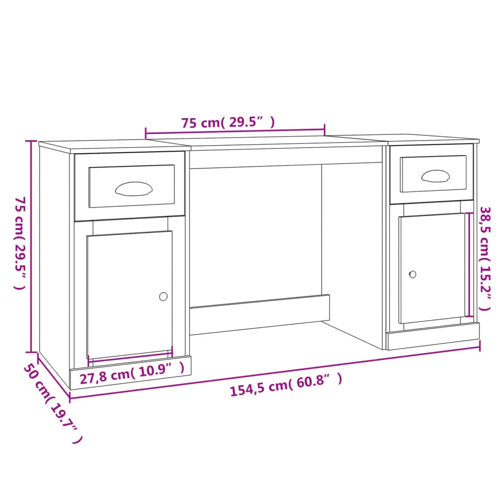Scrivania da ufficio postazione di lavoro mobile per computer studio con mobiletto rovere Sonoma legno marrone ingegnerizzato 02_0023387