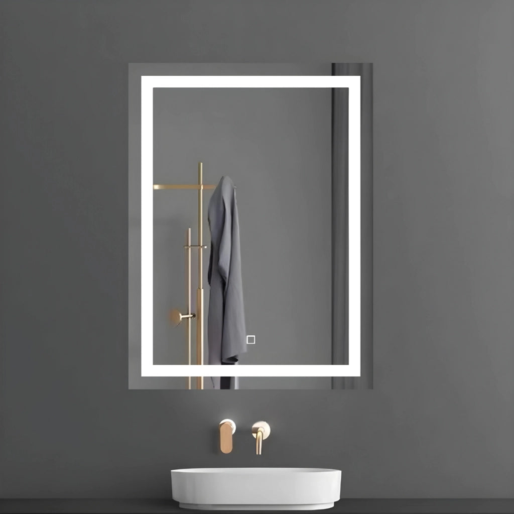 Specchio 5 mm rettangolare squadrato cornice led interruttore touch *** misure 70x90 cm, tonalità standard 6000-6500...