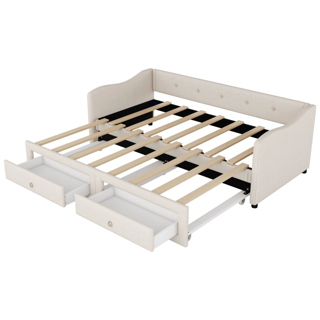 Letto giorno con letto estraibile lino 90x200 cm
