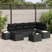 Set Divano da Giardino con cuscino 7 pcs Nero polyrattan 3347143