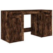 Scrivania da ufficio postazione di lavoro mobile per computer studio con mobiletto rovere affumicato legno marrone ingegnerizzato 02_0023385