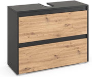 Mobile sottolavabo per bagno Majest, Antracite/Artisan, 80.1 x 62 cm con 2 cassetti