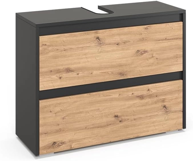 Mobile sottolavabo per bagno Majest, Antracite/Artisan, 80.1 x 62 cm con 2 cassetti