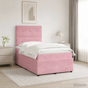 Letto Box Spring LED con Materasso Rosa 120 x 200 cm Velluto 3456052